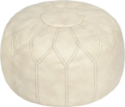 Vista 11 de Thgonwid - Puf otomano sin relleno marroquí de cuero sintético con almacenamiento - Reposapiés multiusos bohemio chic hecho a mano para sala