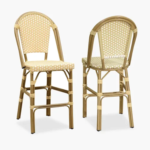 Vista 44 de PURPLE LEAF Patio French Round 26" Counter Stool Set of 2 Large Rattan Backless Stackable Barstools Bamboo Print Aluminum Frame Footrest with Woven