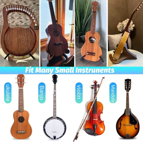 Vista 5 de Soporte portátil plegable de madera para ukelele para mandolinas y violines Soporte para ukelele de madera