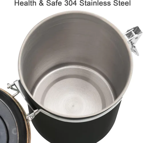 Vista 4 de TEDSWAIT Recipientes herméticos para café, contenedor de almacenamiento de granos de café de cocina de acero inoxidable con cuchara, rastreador
