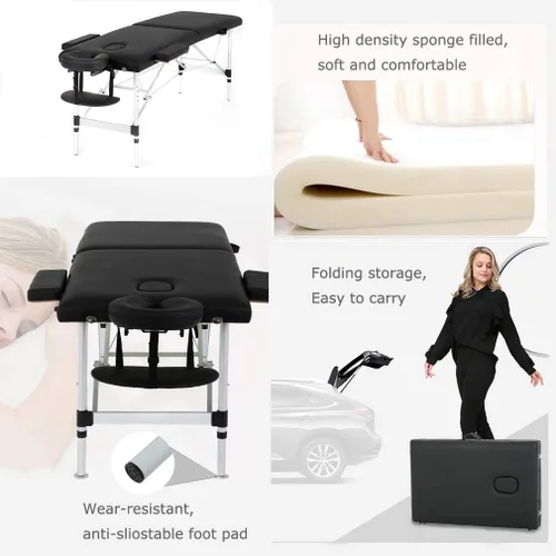 Vista 4 de PayLessHere Mesa de masaje, cama de masaje, cama de spa de 73 pulgadas, mesa de masaje de aluminio con funda de transporte para cara, altura