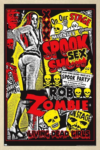 Vista 6 de Rob Zombie - Póster de pared de niñas muertas vivientes, 22.4 pulgadas de largo x 14.7 pulgadas de ancho, versión enmarcada de madera de granero