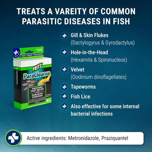 Vista 3 de Fritz Aquatics ParaCleanse proporciona un alivio rápido de enfermedades parasitarias (20 unidades)