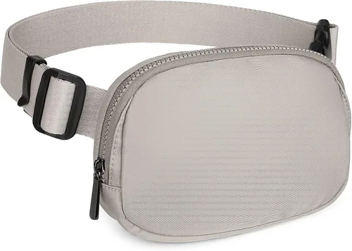 Vista 2 de Uromee Riñoneras para mujer, bolsa cruzada para cinturón de moda, ligera, para viajes, correr, senderismo, correa ajustable, 0235 Gris Claro