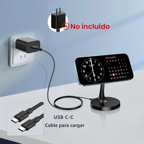 Vista 8 de Paquete de 2 Cargadores Inalámbricos Magnéticos para iPhone, Soporte de Cargador Rápido Mag-Safe de 15W para iPhone 17/17 Air/17 Pro/17 Pro Max
