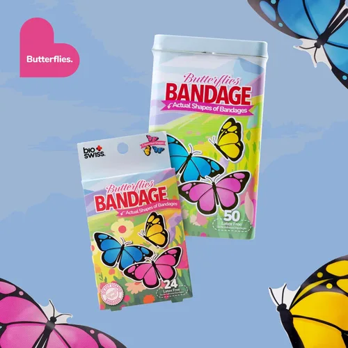Vista 6 de BioSwiss Vendajes, juego de vendajes autoadhesivos en forma de mariposa, sin látex, cuidado de heridas estériles, 24