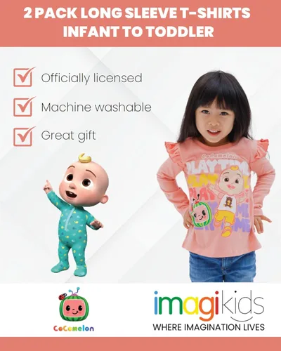 Vista 3 de CoComelon JJ Cody Nina - Paquete de 2 camisetas para bebés y niños pequeños