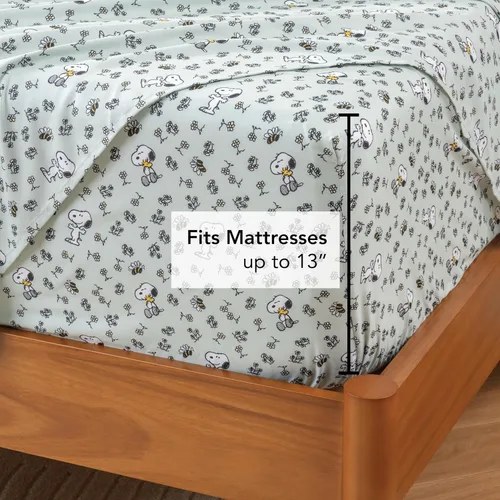 Vista 4 de Berkshire Blanket Peanuts® - Juego de sábanas para niños, tamaño individual, 3 piezas, lindo personaje Snoopy impreso, sábanas de microfibra suave