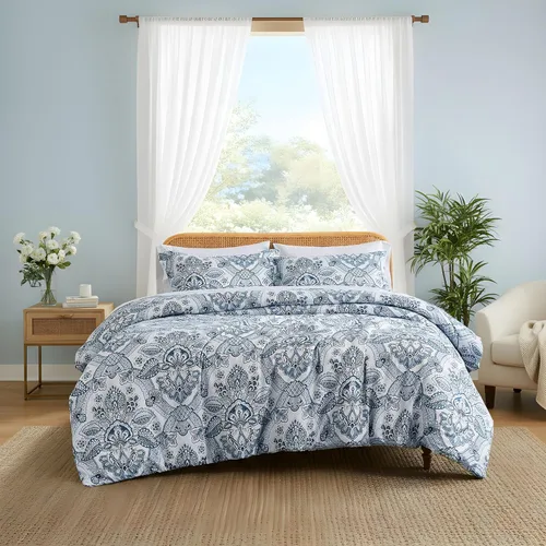 Vista 32 de Southshore Fine Living, Inc. Juego de funda de edredón tamaño King, reversible, juego de ropa de cama de microfibra de alta calidad, fácil cuidado