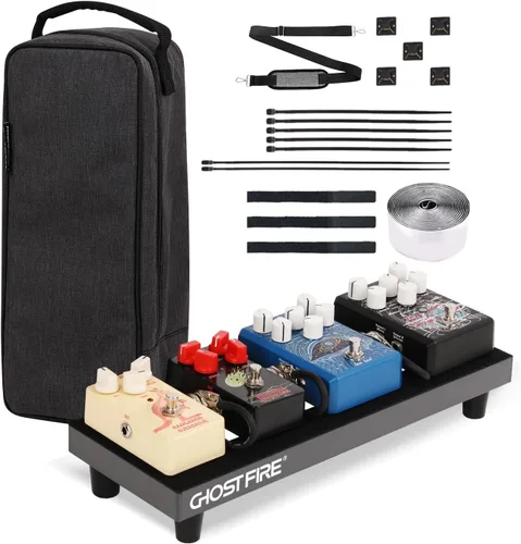 Vista 14 de Ghost Fire - Soporte para pedales para guitarra, de aleación de aluminio, soporte para pedales de efectos para guitarra, con bolsa de transporte