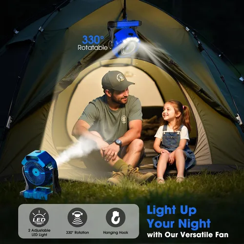 Vista 5 de Ausic Ventiladores portátiles de niebla para campamento, [máximo 35 horas de funcionamiento] Ventilador de refrigeración al aire libre para patios