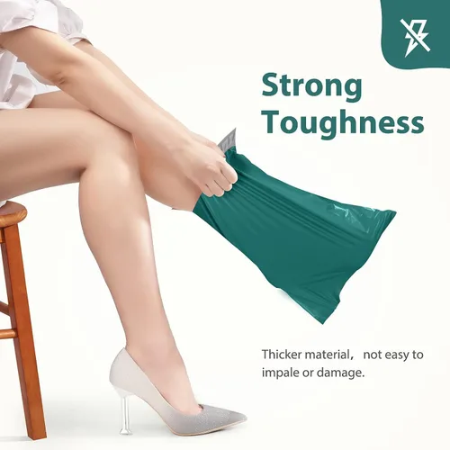 Vista 6 de Fuxury Sobres de polietileno de 10 x 13 pulgadas, 100 unidades, bolsas de envío impermeables para ropa, sobres de envío adhesivos fuertes para Verde