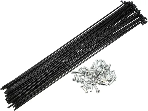 Vista 13 de X AUTOHAUX 40 piezas 14G J Bend 0.079 in bicicleta radios con pezones acero negro