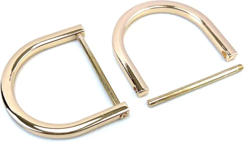 Vista 32 de 4 anillos en D resistentes de 1-1/2 pulgadas de oro dorado en forma de U de repuesto para bolso, llavero, collar de perro