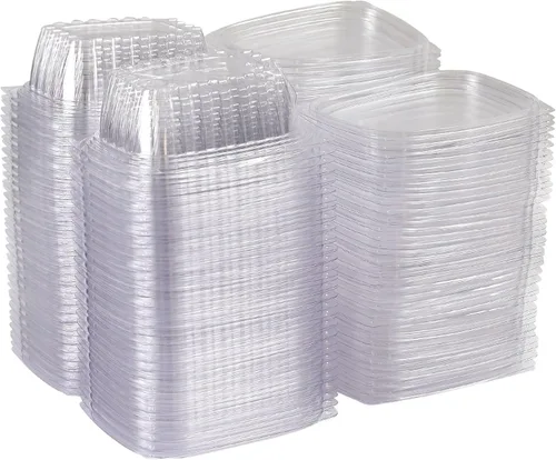 Vista 11 de ECO PRODUCTS Recipientes rectangulares transparentes compostables de 8 onzas con tapas, paquete de 100, preparación de comidas, hechos de plástico