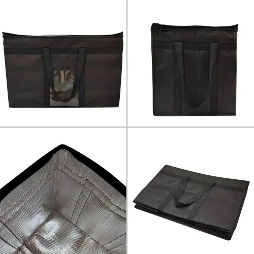 Vista 3 de Bolsas enfriadoras plegables con aislamiento y cierre de cremallera, reutilizables para mantener la comida caliente o fría
