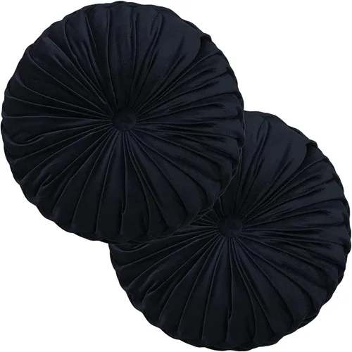 Vista 23 de Teieas Almohada Decorativa Redonda de Terciopelo para Decoración del Hogar Cojín Redondo Plisado para Sofá Silla Cama Automóvil (Albaricoque)