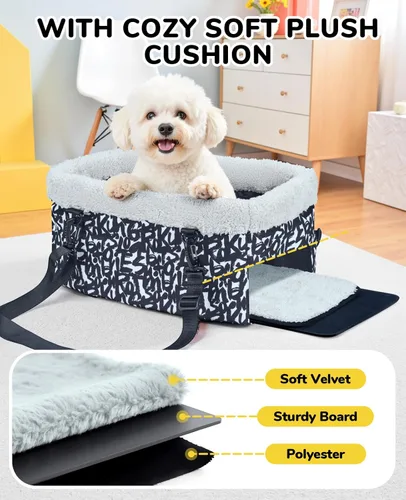 Vista 4 de BurgeonNest Asiento Elevador de Coche para Consola Central para Perros Pequeños, Asiento Elevador de Coche para Cachorros y Gatos con Cojín Suave