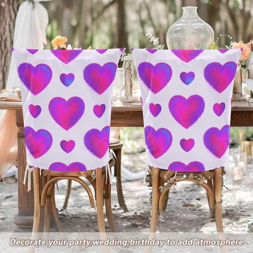 Vista 5 de Chair Protectors Covers Soft for Home, Restaurant, Banquet Set of 2 Seat Covers for Dining Chairs cubiertas para sillas de comedor Decor Peach