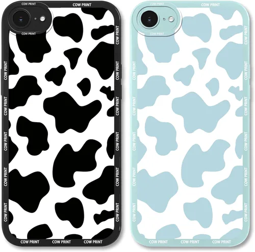 Vista 16 de Paquete de 2 bonitas fundas de teléfono para Apple iPhone 7/8 de 4.7 pulgadas, funda de silicona delgada y suave con estampado de vaca para mujer, a
