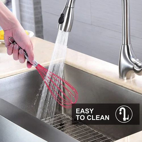 Vista 5 de HOTEC Juego de 4 batidores de silicona, batidores de globo de alambre para cocinar batidor de huevos, batidor de mango antideslizante