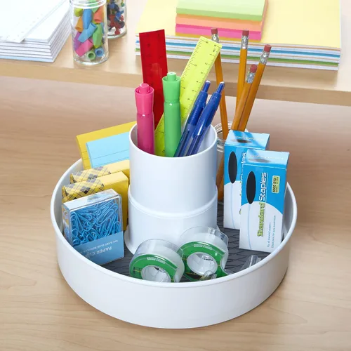 Vista 6 de Copco Tocadiscos de almacenamiento con múltiples compartimentos de 10 pulgadas con forro antideslizante y base suave, organizador Lazy Susan