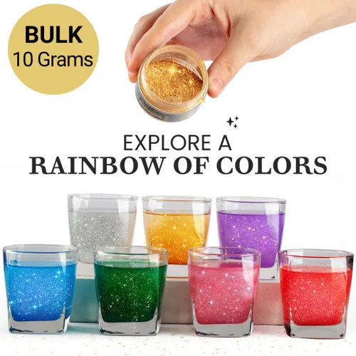 Vista 4 de Dazzle Dust Gránulos comestibles con purpurina para decoración de pasteles, bebidas, galletas, glaseado, decoración de postres, brillo brillante