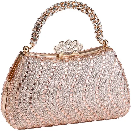 Vista 10 de Dreubea Bolso de noche brillante para mujer, bolso de noche con diamantes de imitación de moda