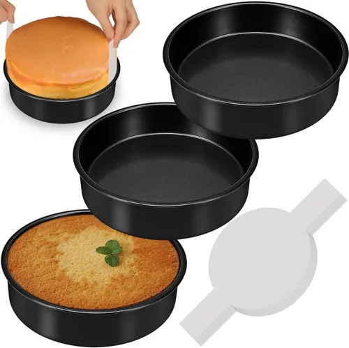 Vista 11 de Juego de 4 moldes para pastel de 4 pulgadas, moldes antiadherentes para pastel de 4 pulgadas con 100 piezas de papel pergamino para Navidad