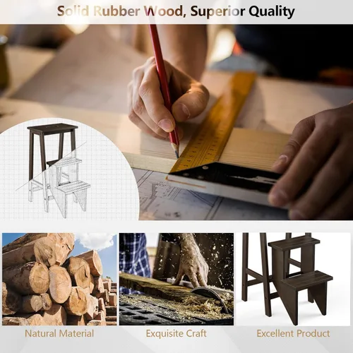 Vista 3 de Giantex Escalera de 3 escalones, ligera escalera multifuncional 3 en 1 con pedal reversible antideslizante, diseño de mango hueco, utilizada