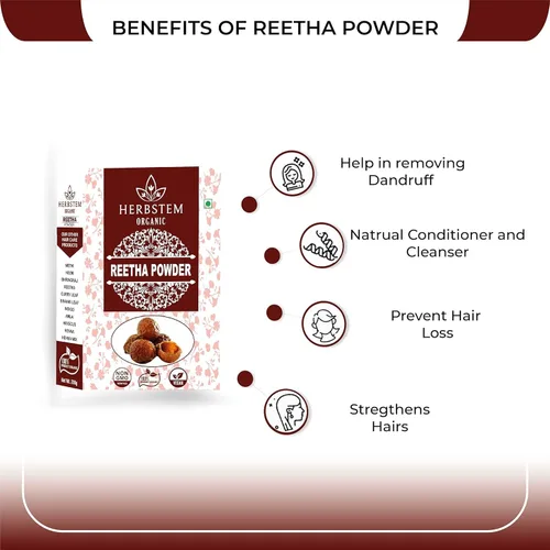 Vista 3 de Polvo Reetha 100% puro y natural, polvo de Kunkudukai, Aritha, Ritha, Soapnut (7.05 oz), para el crecimiento del cabello, lavado del cabello