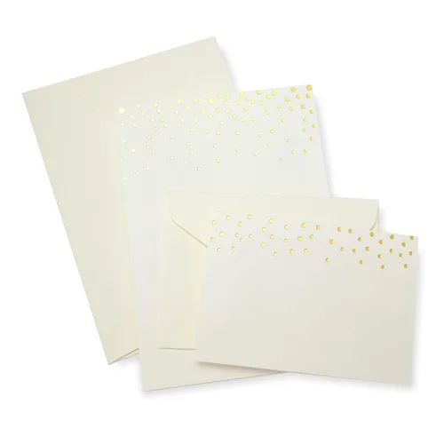 Gartner Studios - Kit de invitación de boda para imprimir en casa con puntos dorados, incluye tarjetas de respuesta, color blanco crema, 5 x 7