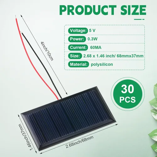Vista 2 de Retisee 30 unidades de paneles solares pequeños, mini células solares policristalinas de 5 V 60 ma placa epoxi células fotovoltaicas módulo cargador