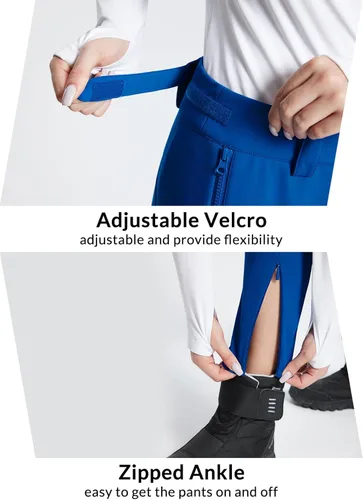 Vista 5 de BALEAF Women's Fleece Lined Snow Ski Pants Waterproof Windproof Softshell Insulated Slim Thermal Pants Zipper Bottom Leg