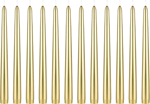 Vista 47 de Mega Candles 12 velas cónicas marrones sin perfume, velas de cera vertida a mano de 10 x 7/8 pulgadas, decoración del hogar, recepciones de boda