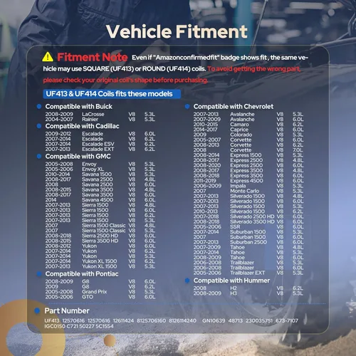 Vista 4 de Juego de 8 bobinas de encendido cuadradas compatibles con Chevy GMC Cadillac Camaro Corvette Express Impala CTS Rainier Avalanche Silverado 1500