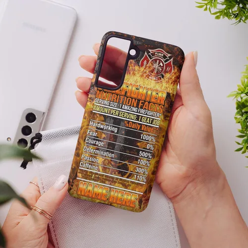 Vista 68 de Funda de teléfono personalizada con bandera estadounidense de madera, diseño de bombero de línea roja, diseño de bombero, regalo personalizado