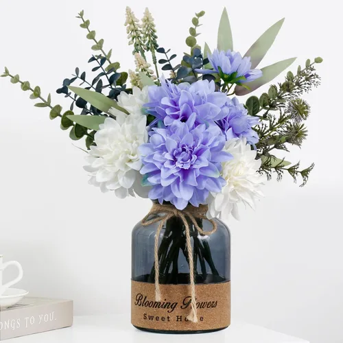 Vista 13 de Leftover Flores falsas en jarrón, flores artificiales en jarrón, centros de mesa para comedor, centros de mesa de flores para mesas, flores