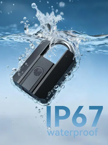 Vista 8 de NexusLab Candado inteligente de huellas dactilares resistente con llave, IP67 impermeable Bluetooth cerradura de puerta al aire libre, control