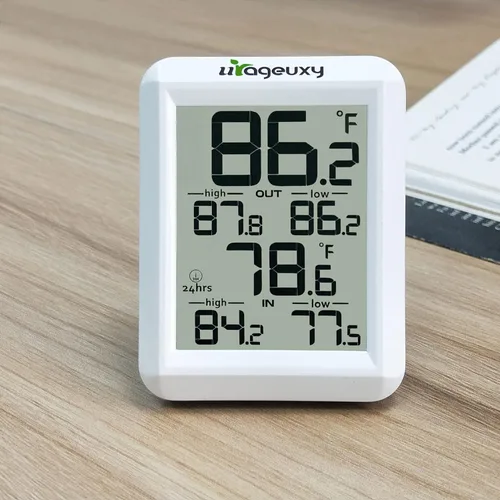 Vista 7 de Urageuxy Termómetro digital inalámbrico para interiores y exteriores con pantalla de temperatura interior y exterior para monitoreo de habitación
