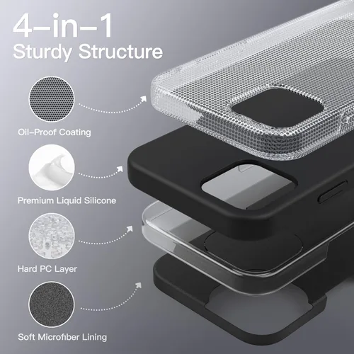 Vista 3 de JETech Funda de silicona para iPhone 12 Mini de 5.4 pulgadas, suave al tacto, funda protectora de cuerpo completo, a prueba de golpes con forro