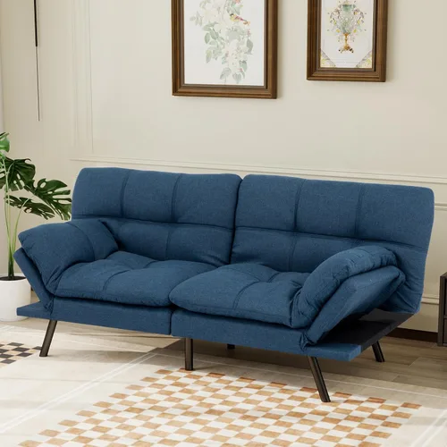 Vista 18 de Sofá cama de futón convertible, sofá futón de espuma viscoelástica, sofá cama tipo futón, sofá cama pequeño moderno con respaldo dividido para sala