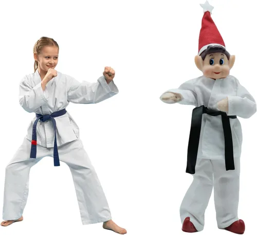 Vista 6 de Accesorios y ropa para muñeca de elfo, trajes de taekwondo y karate con estilo de alta costura, la muñeca no está incluida