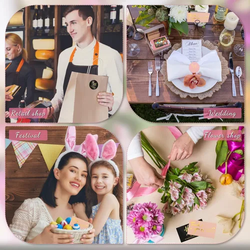 Vista 4 de Juego de 1120 tarjetas de agradecimiento y calcomanías de 1.5 pulgadas con letras de papel dorado Thank for Supporting My Small Business y bolsa