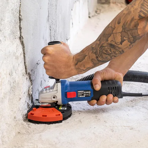 Vista 5 de HERZO Sudario de polvo para molienda superficial para amoladora angular, universal 4.5"/5" + rueda de copa de molienda de diamante de 5 pulgadas