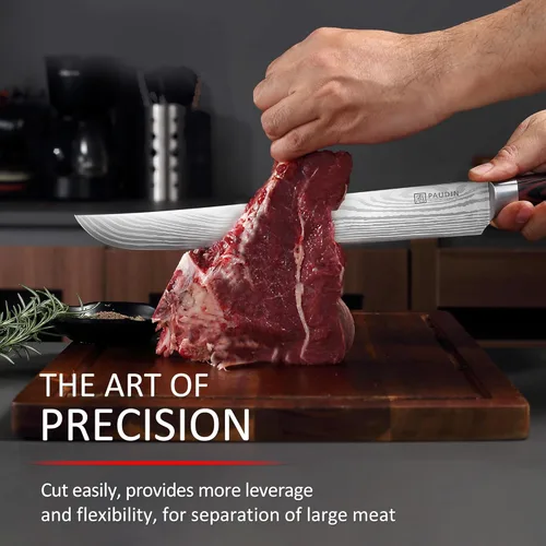 Vista 3 de PAUDIN Cuchillo de trinchar, cuchillo de pechuga de 12 pulgadas, cuchillo de corte de borde afilado para carne de pechuga, acero inoxidable alemán