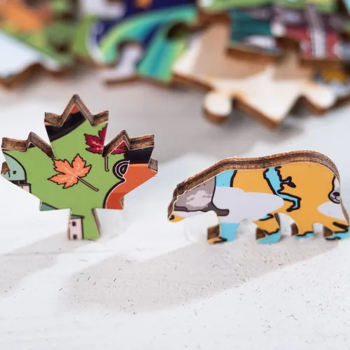 Vista 6 de Rompecabezas de madera con mapa de Canadá de 152 piezas, 15 x 10 pulgadas