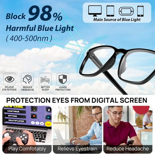 Vista 6 de Lightweight Reading Glasses Men Women Square Spring Hinges Readers 1.00 1.25 1.50 1.75 2.00 2.25 2.50 2.75 3.00 Negro