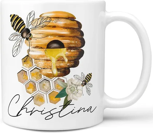 Vista 6 de Personalized Beehive and Bees Ceramic Coffee Mug, 11 or 15 oz