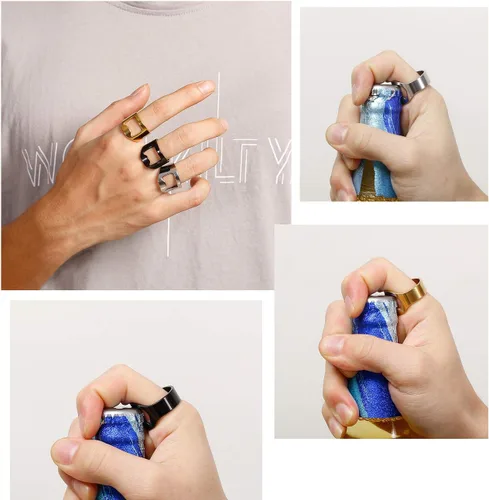 Vista 6 de Herramienta creativa de acero inoxidable para barra de cerveza, anillo abrebotellas para hombres y mujeres